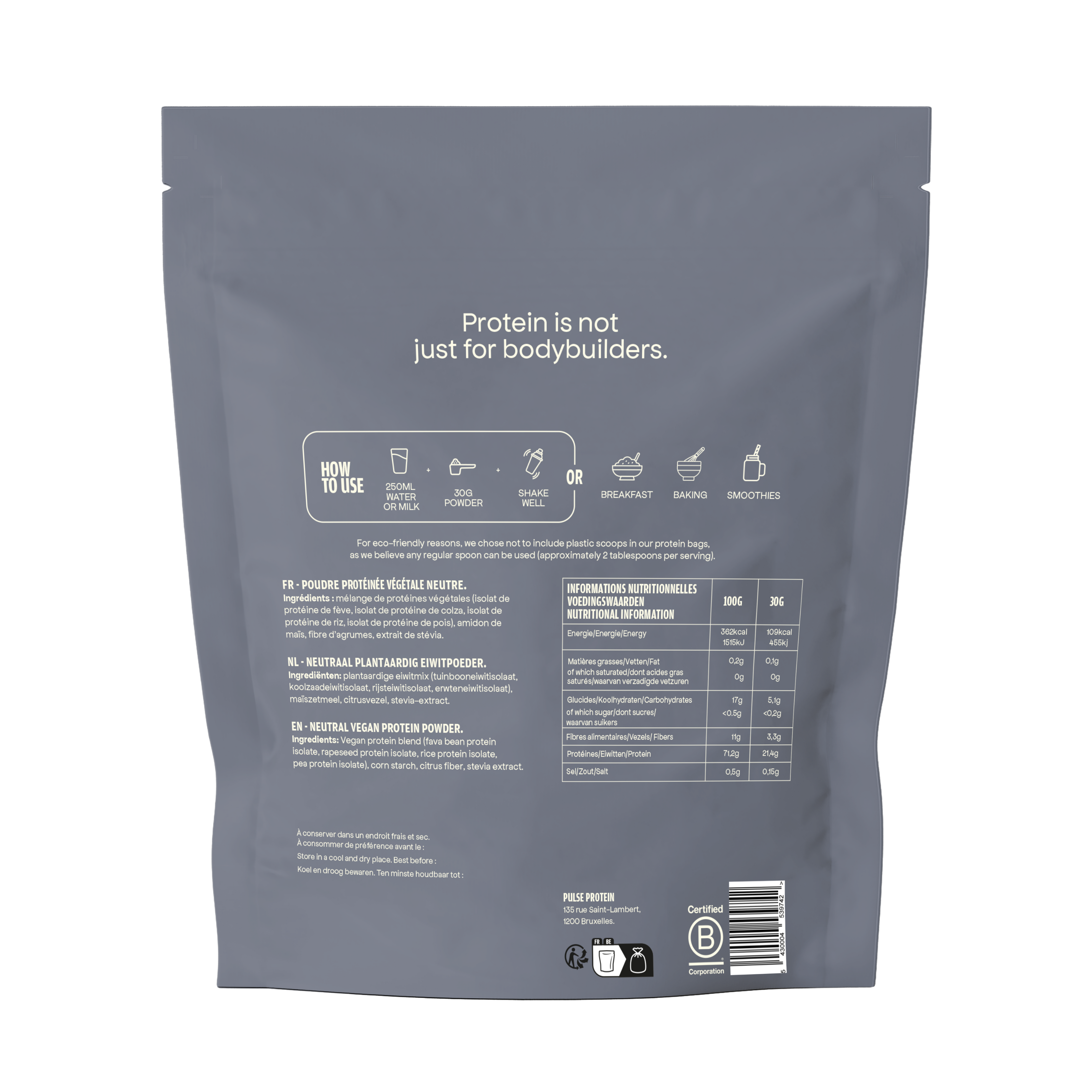 Pulse Protein Protein Powder Proteine Neutre 750g Vegane