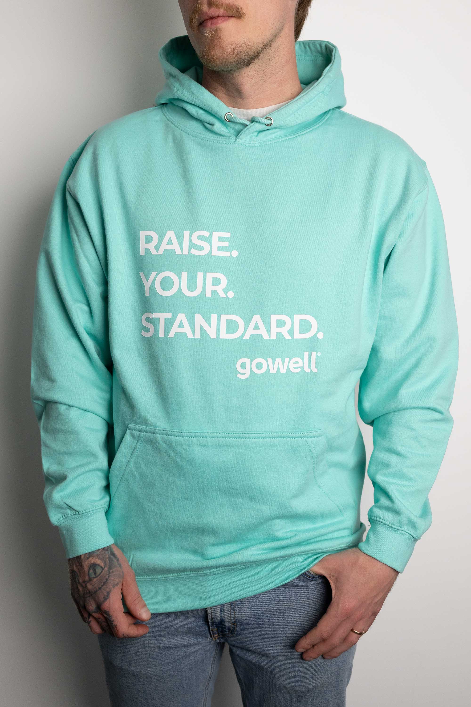 Gowell Hoodies felpa con cappuccio turchese cotone unisex