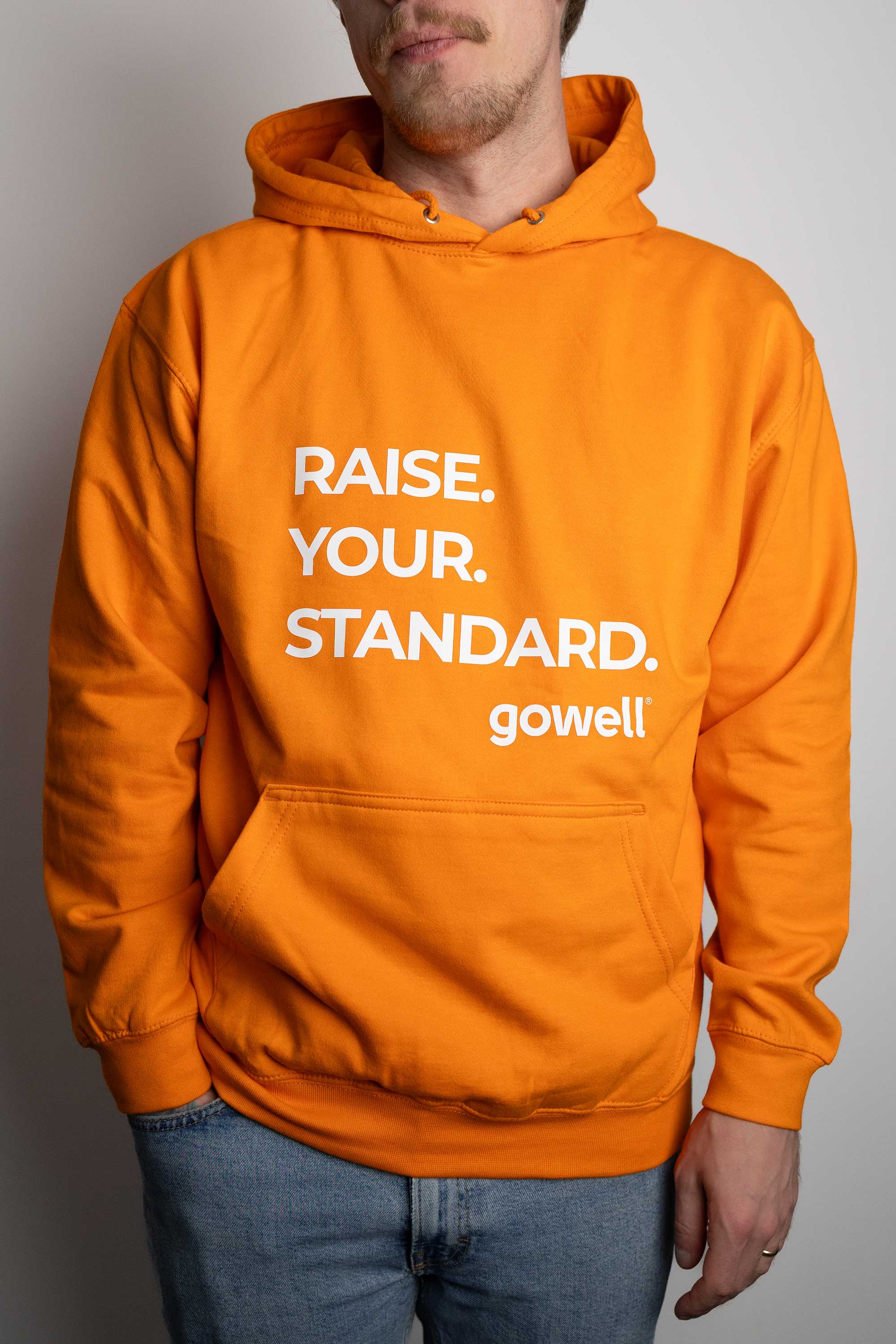 Gowell Hoodies felpa con cappuccio arancione cotone unisex Raise Your Standard