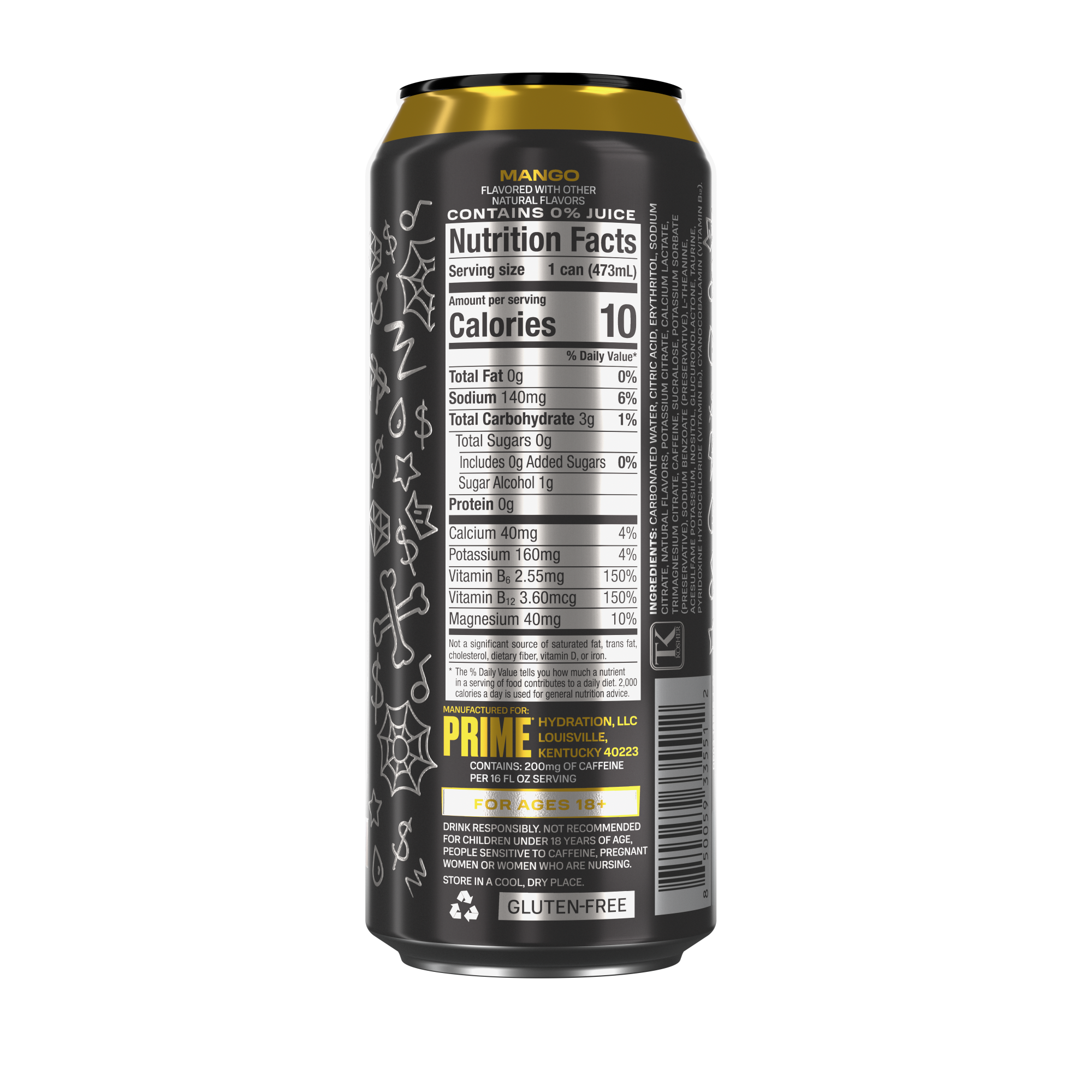 Prime Energy Peso Pluma energy drink 200mg caffeina lattina