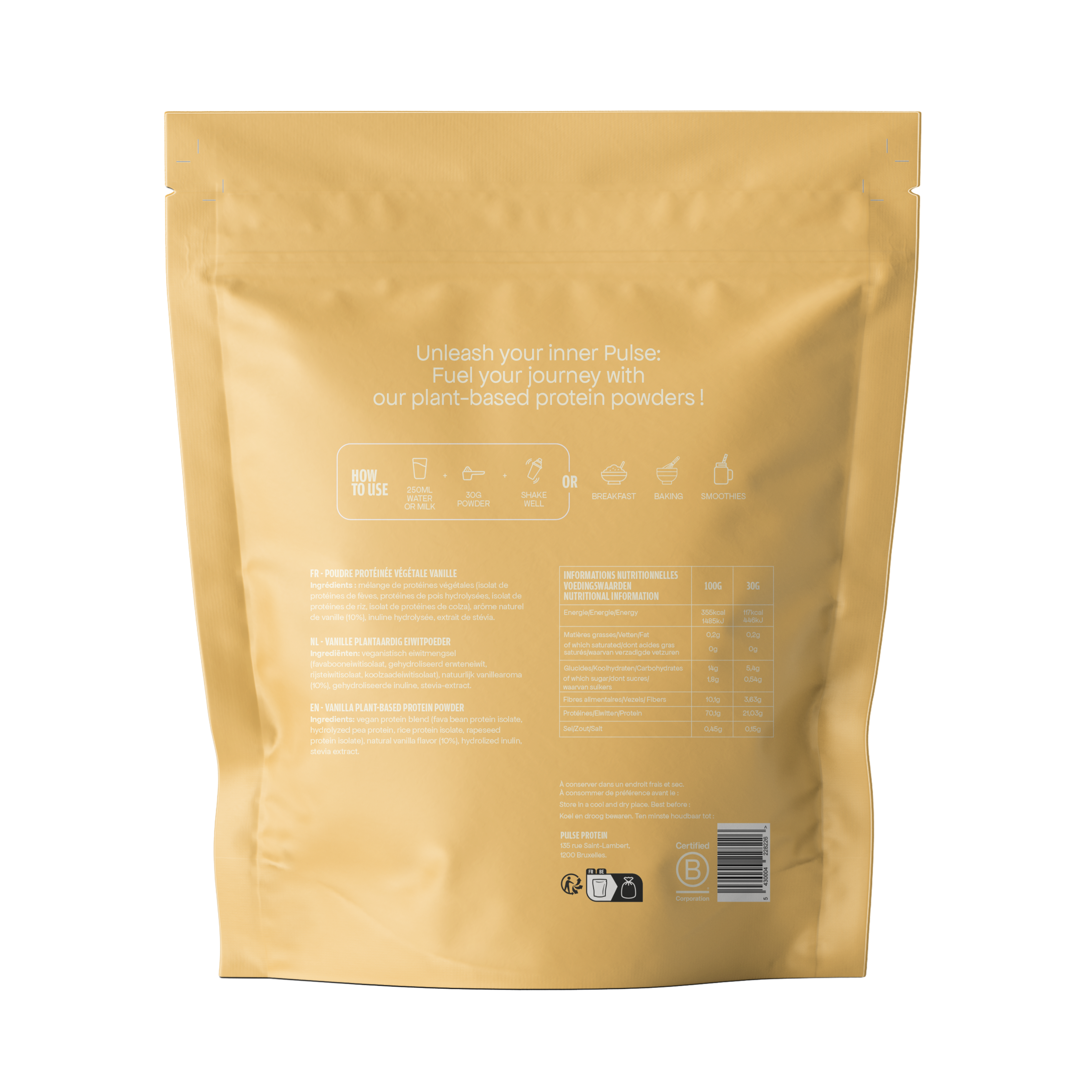 Pulse Protein Protein Powder Proteine Vaniglia 750g Vegane