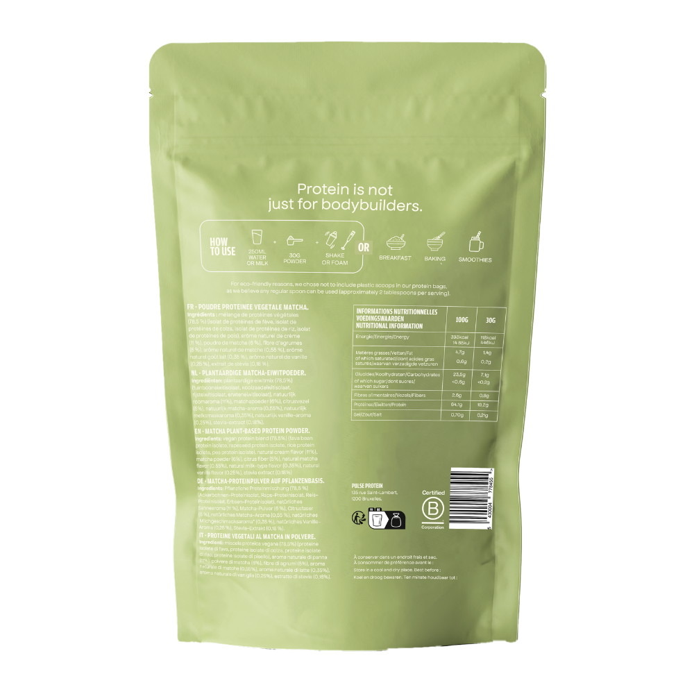 Pulse Protein Protein Powder Proteine Matcha 460g 19g