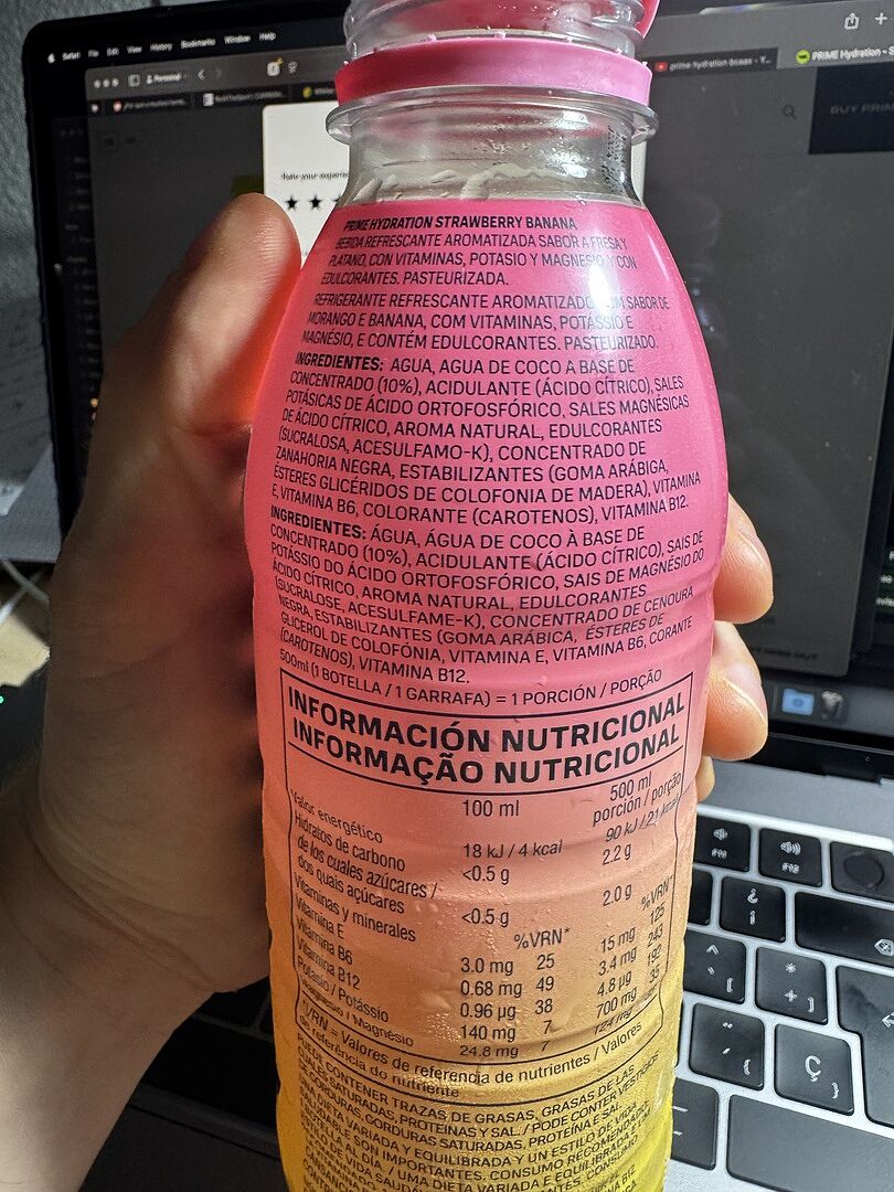 PRIME Hydration Strawberry Banana bevanda fragola banana zero zuccheri
